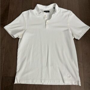 Corneliani - white ventilated pique cotton polo in size 50 (Made in Italy)